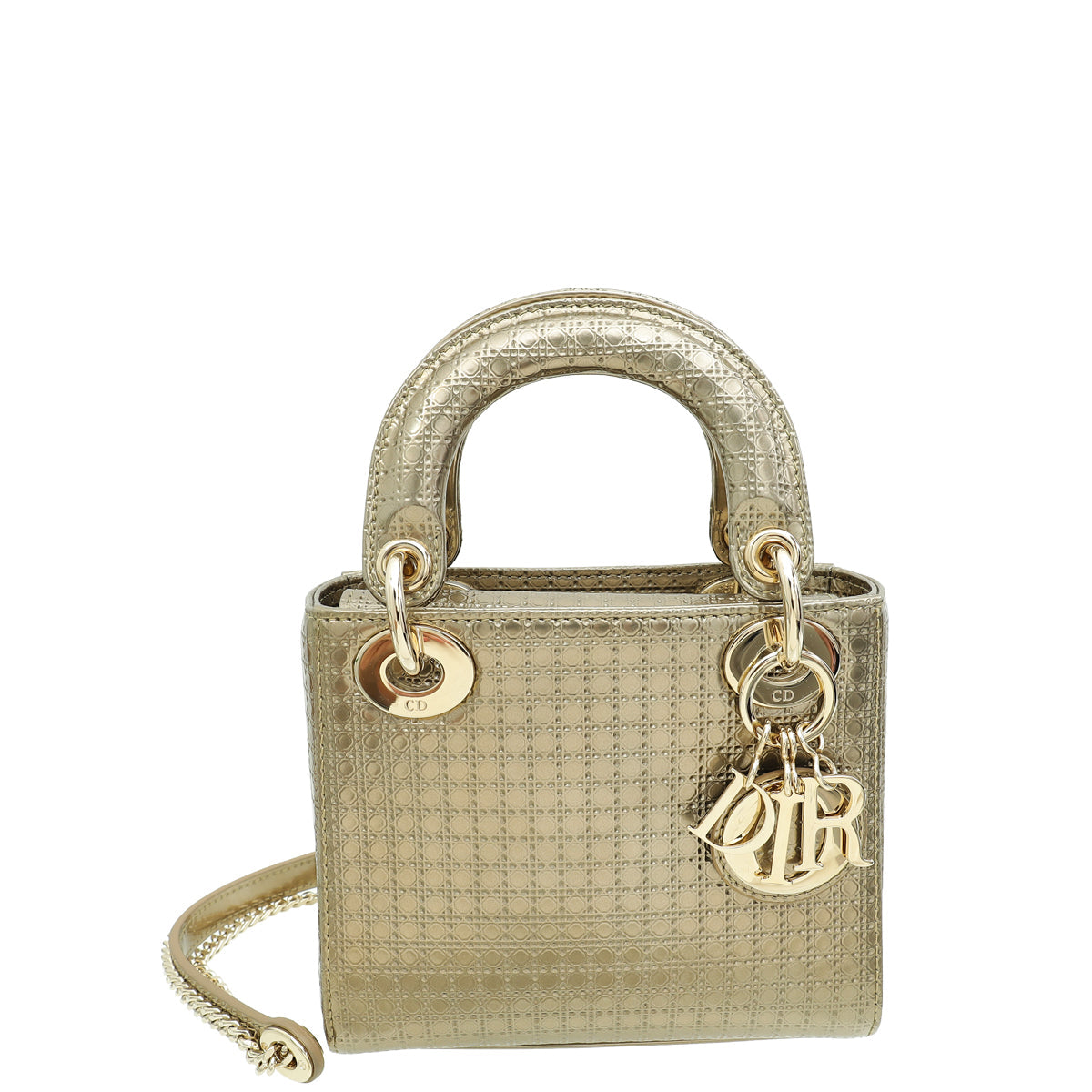 Dior Handbag Christian Champaign Lady Microcannage Bag Mini Chain Shoulder Bag