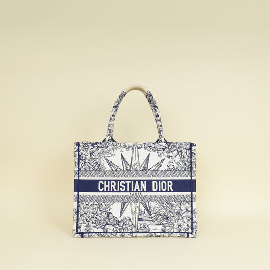 Dior Handbag Christian Bicolor Reve d'Infini Embroidery Book Tote Medium Tote Bag