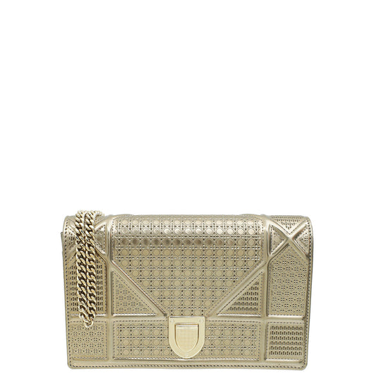 Dior Shoulder Bag Christian Champaign ama Microcannage Wallet On Chain