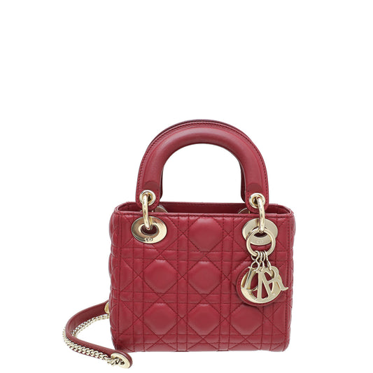 Dior Handbag Christian Lady Bag Red Mini Chain Shoulder Bag Mini Lady Bag