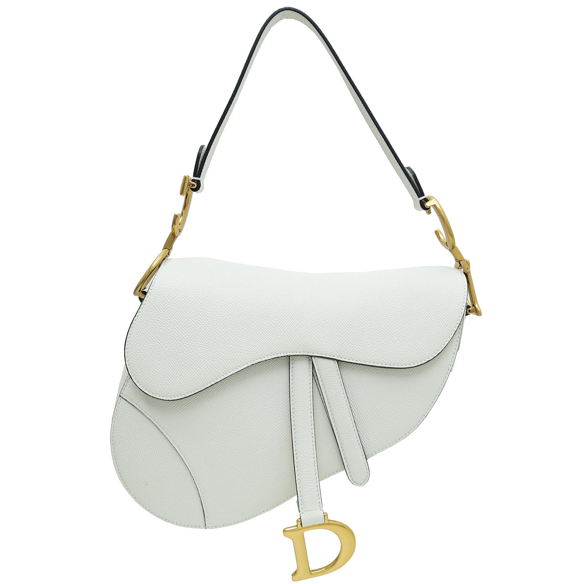 Dior Handbag Christian Saddle Bag White Medium