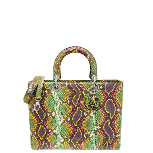 Dior Handbag Christian Lady Ltd. Ed. Defile Ete Bag Python Multicolor Large Shoulder Bag