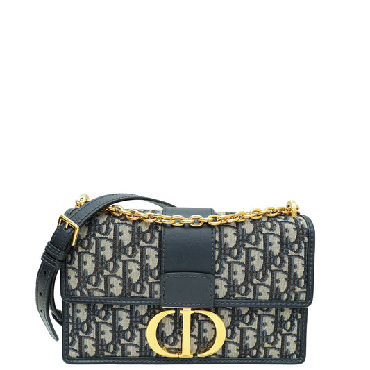 Dior Handbag Christian 30 Montaigne Oblique Bag Blue Navy Chain Shoulder Bag