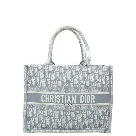 Dior Handbag Christian Grey Oblique Book Tote Bag Gray Medium