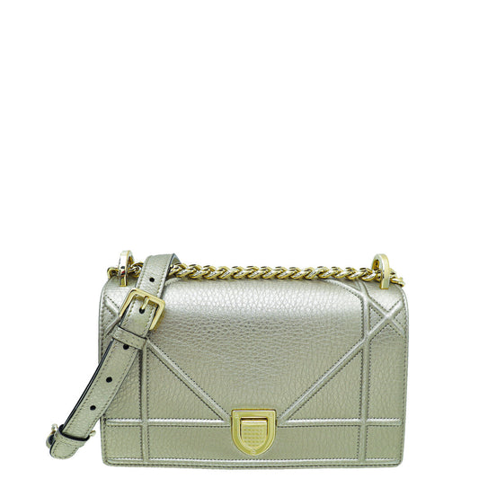Dior Handbag Christian Metallic Champagne ama Shoulder Bag Small