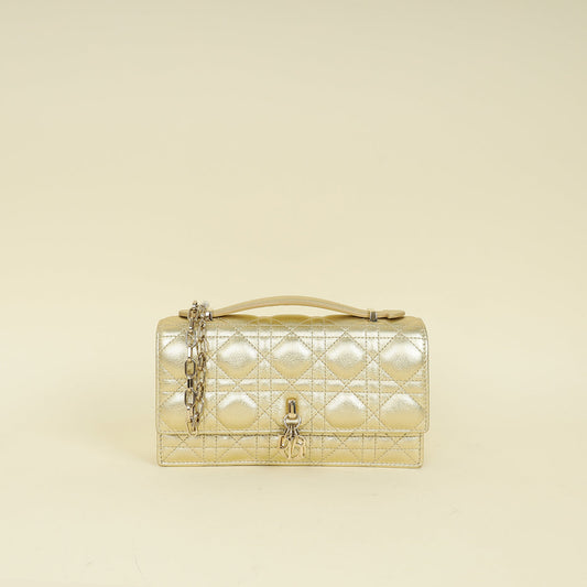 Dior Handbag Christian Metallic My Bag Gold Mini Shoulder Bag