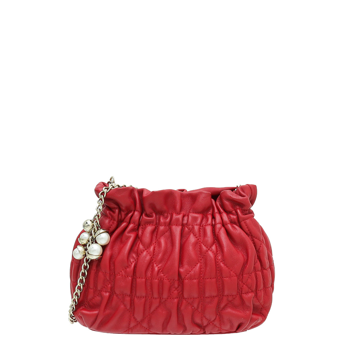 Dior Handbag Christian Gaufre Cannage Delices Bag Red Mini Shoulder Bag