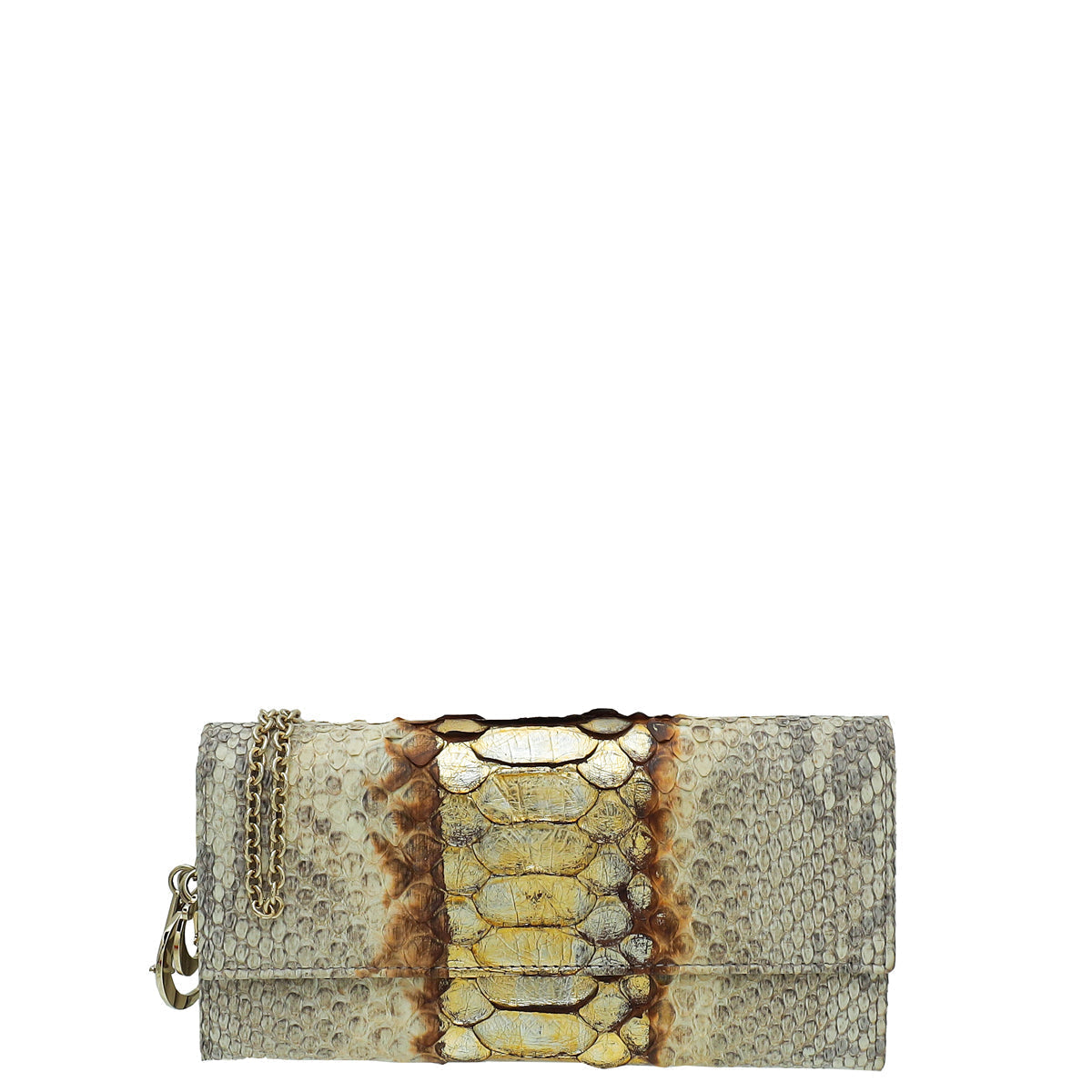 Dior Handbag Christian Bicolor Lady Wallet Python Chain