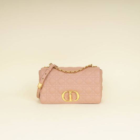 Dior Handbag Christian Rose De Vents Caro Cannage Bag Medium Flap Shoulder Bag