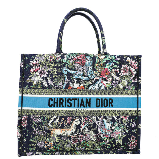 Dior Handbag Christian D-Constellation Book Tote Bag Navy Multicolor Large