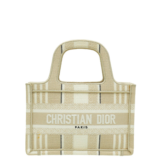 Dior Handbag Christian Book Tote Bag Beige Mini