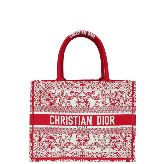 Dior Handbag Christian Bicolor Book Tote Bandana Embroidery Bag Medium Tote Bag
