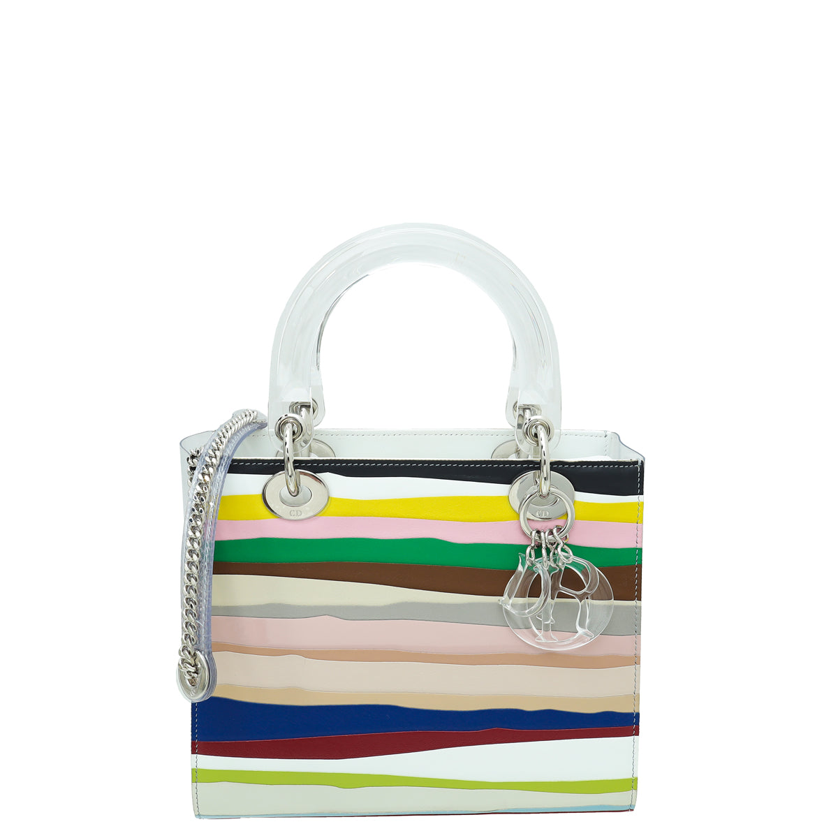 Dior Handbag Christian Lady Art Technical Fabric Acrylic PVC White Multicolor Medium Shoulder Bag