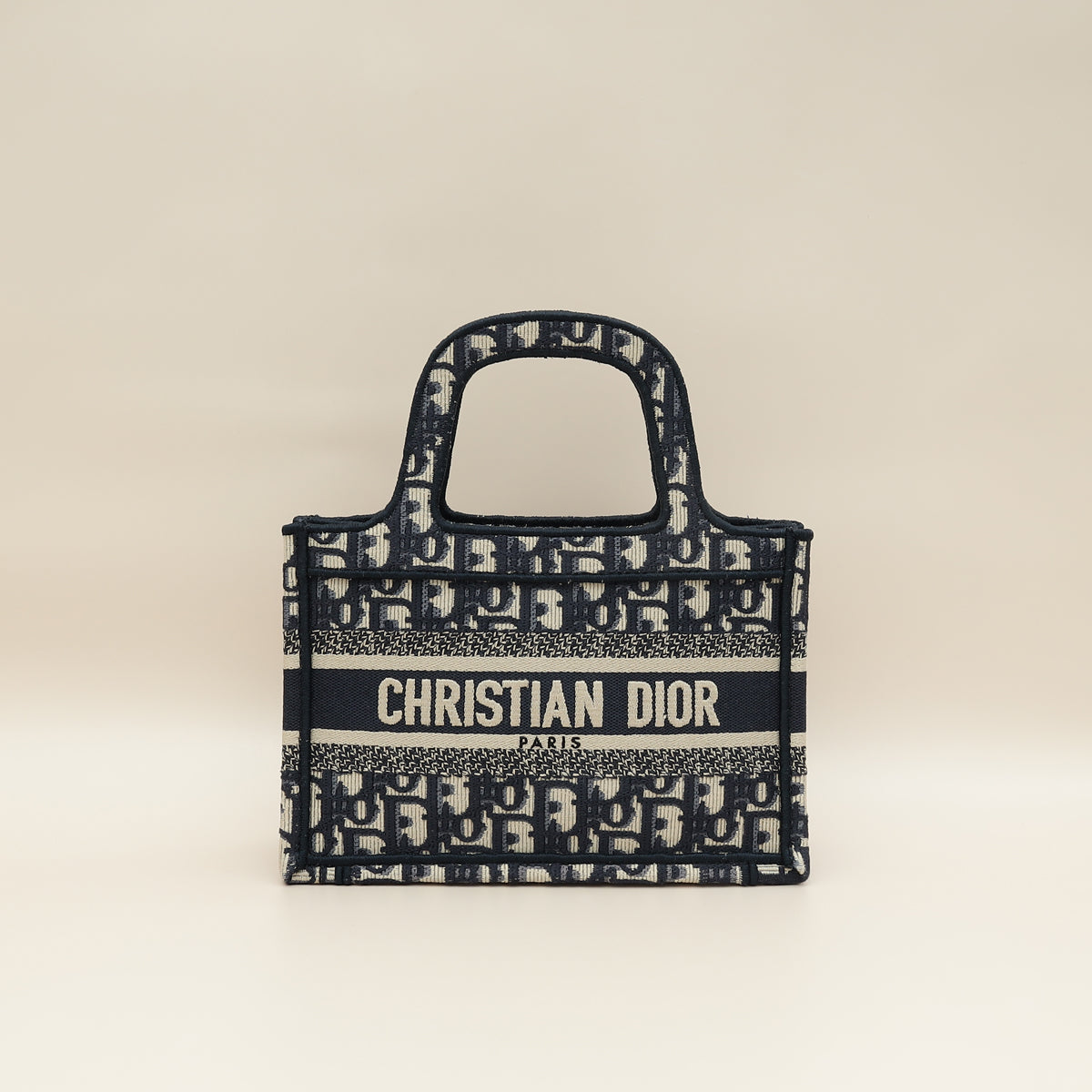 Dior Handbag Christian Oblique Book Tote Bag 2 Blue Navy Mini