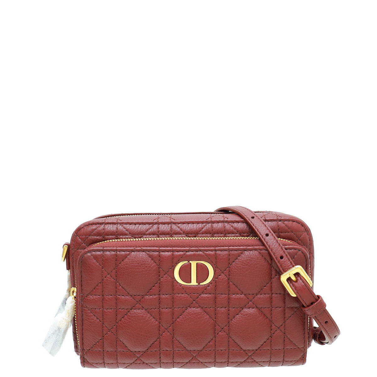 Dior Handbag Christian Burgundy Caro Double Pouch Bag Shoulder Bag