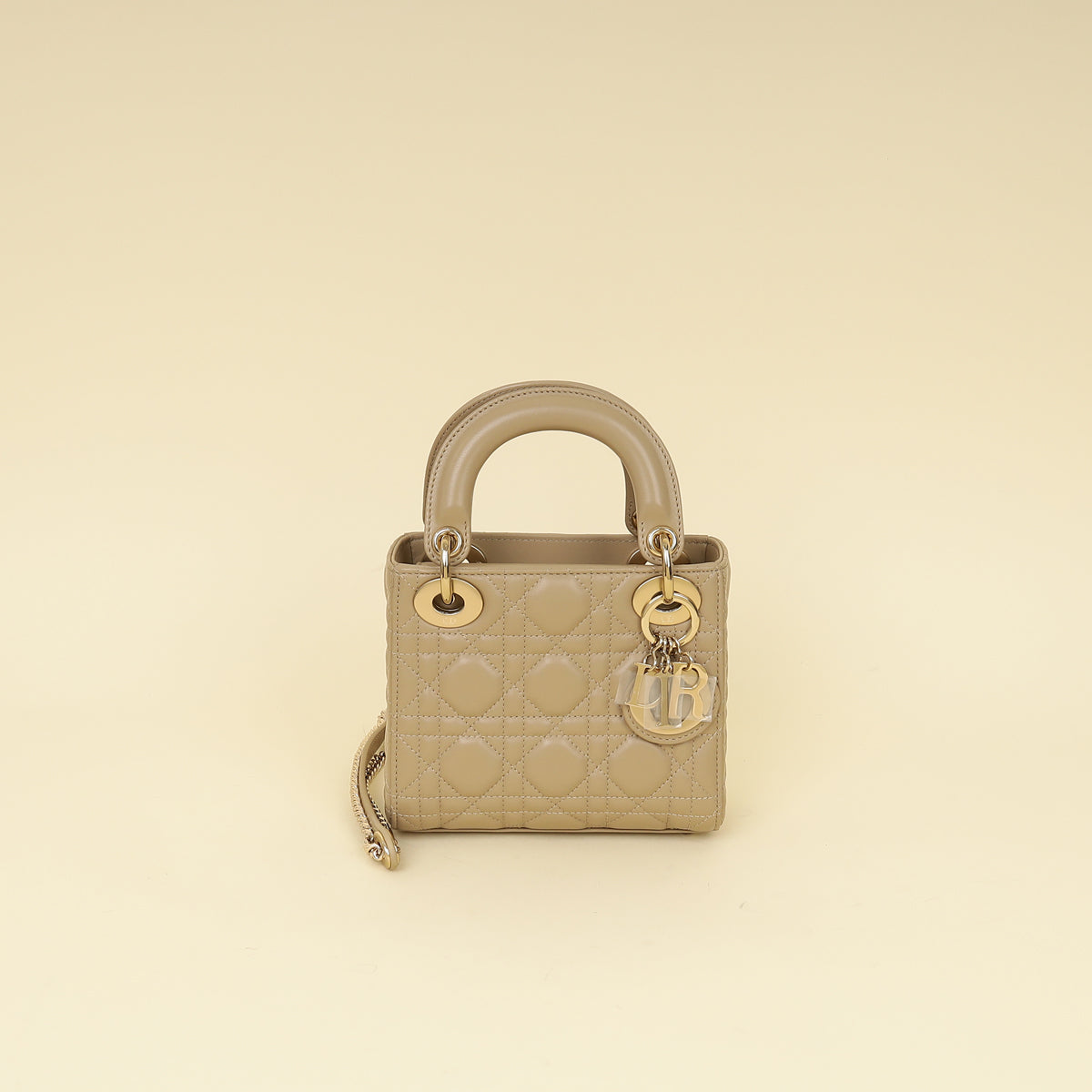 Dior Handbag Christian Dark Lady Bag Beige Mini Chain Shoulder Bag