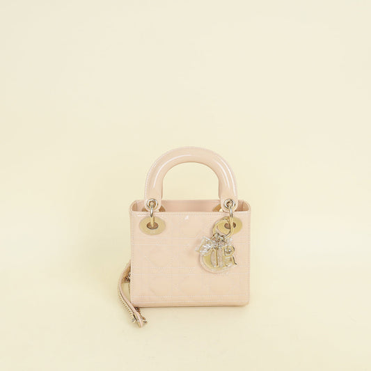 Dior Handbag Christian Powder Lady Bag Beige Mini Chain Shoulder Bag