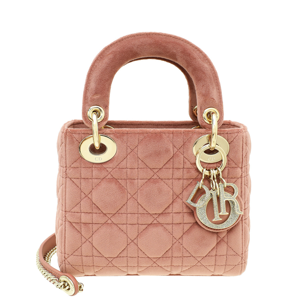 Dior Handbag Christian Velvet Lady Bag Pink Mini Chain Shoulder Bag