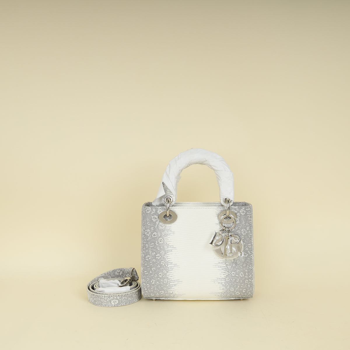 Dior Handbag Christian Ombre Lizard Lady Bag White Small Shoulder Bag