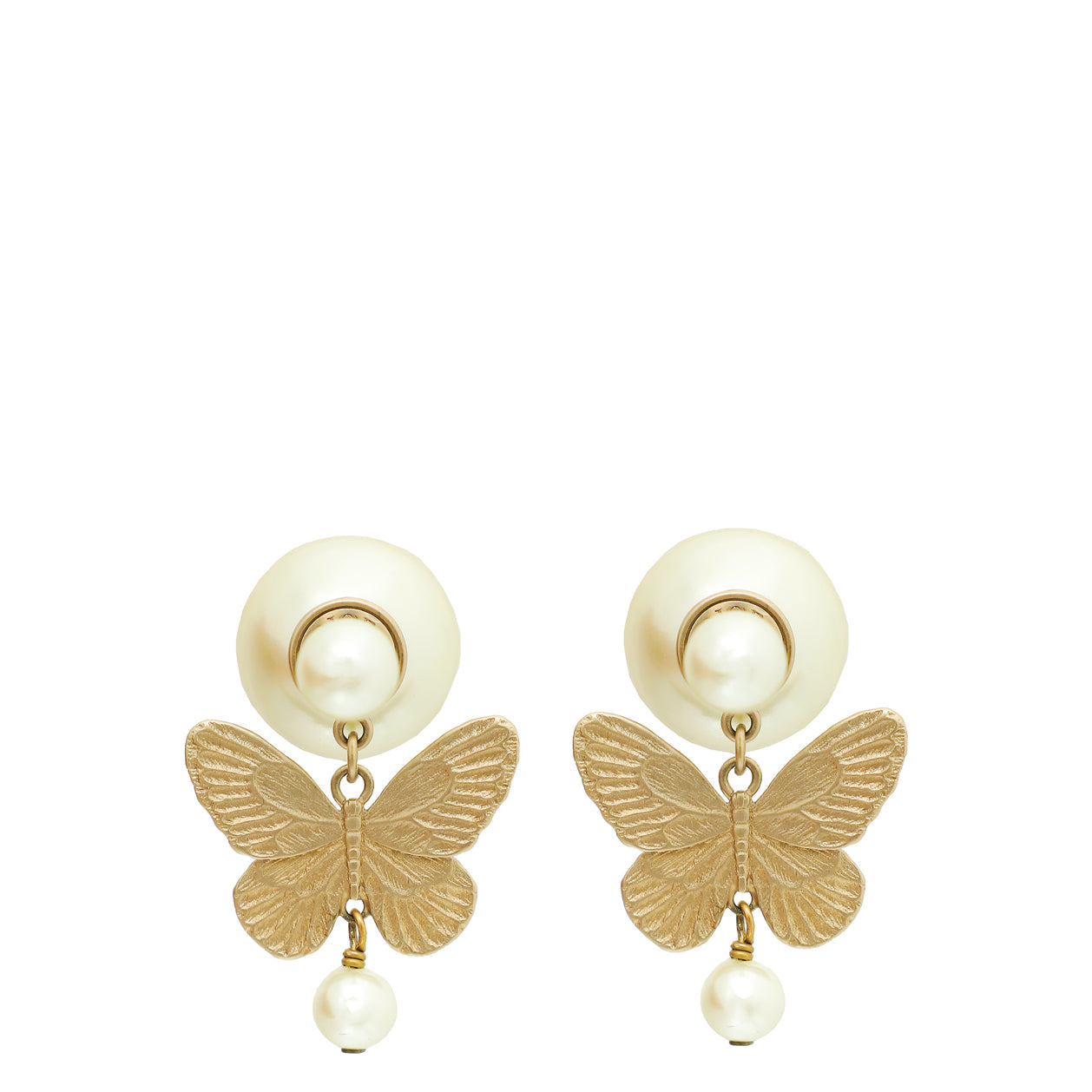 Dior Jewelry Christian Tribales Butterfly Earrings White