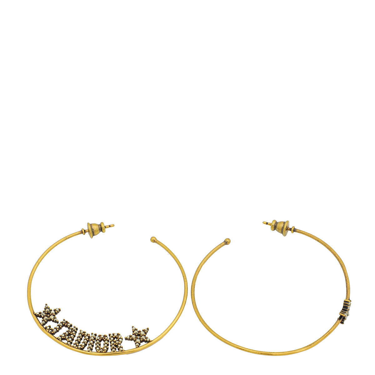Dior Jewelry Christian Aged Brass J'A Hoop Earrings Metal