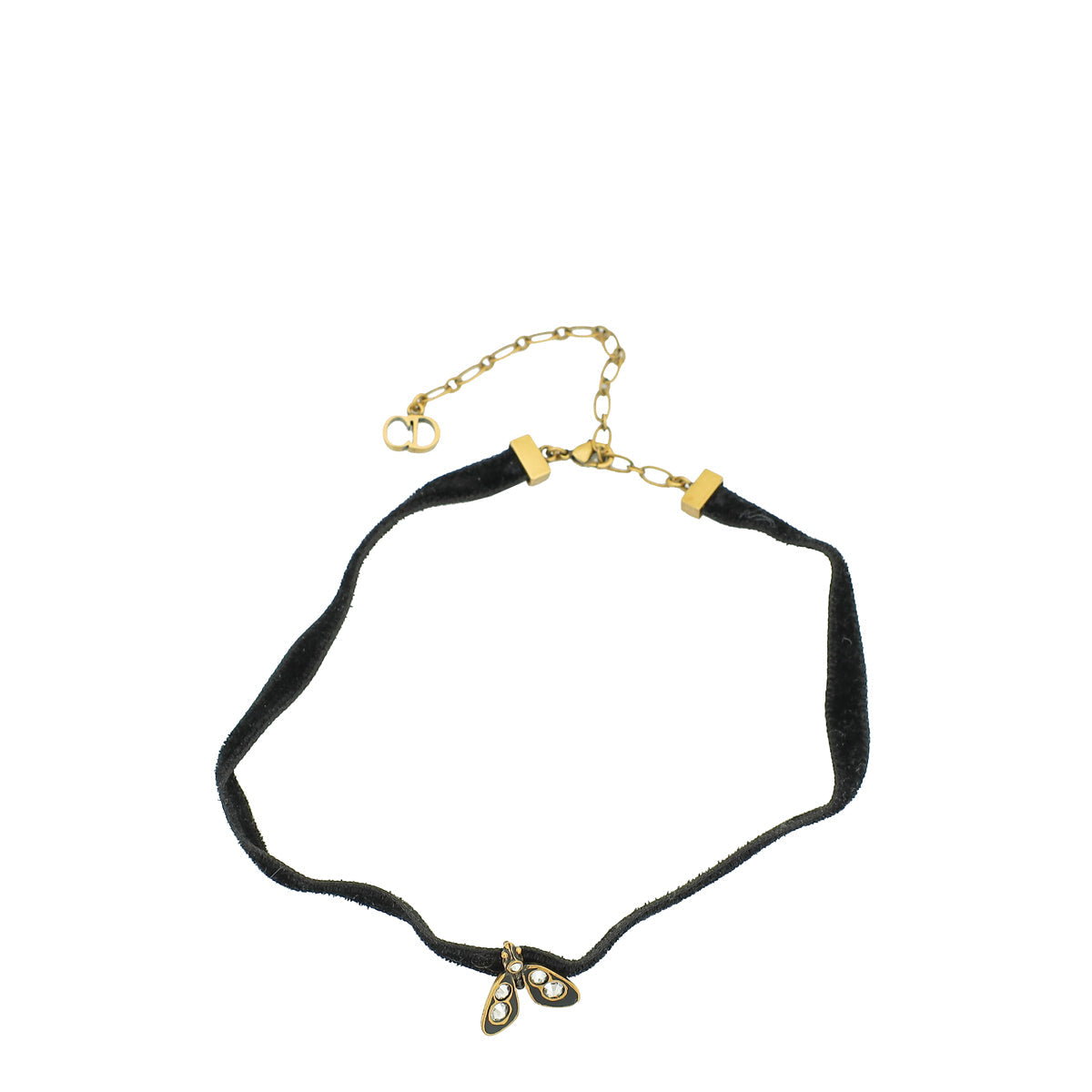 Dior Jewelry Christian Velvet Crystal Bee Choker Necklace Black