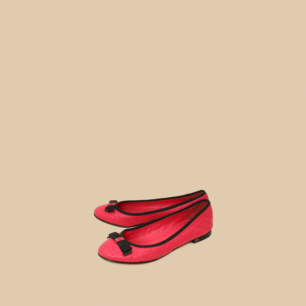 Dior Shoe Christian Bicolor Cannage Bow Ballet Flats 38 Shoes