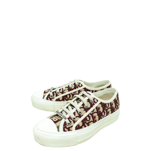 Dior Shoe Christian Burgundy Oblique Walk'N' Low Top Sneakers Shoes