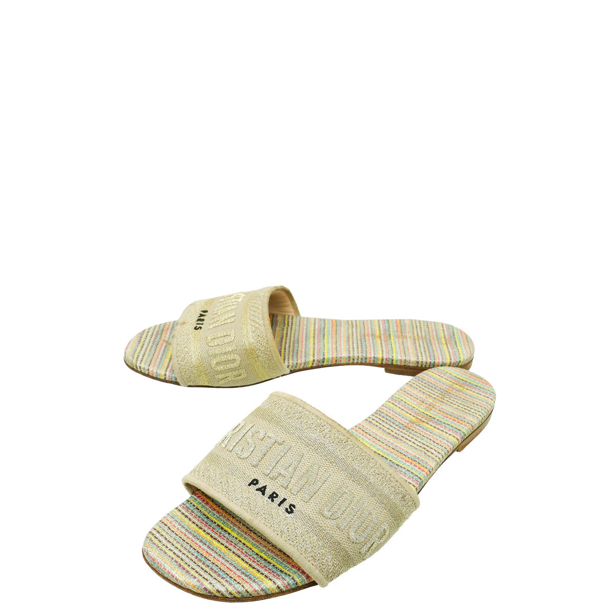 Dior Shoe Christian Metallic Dway D-Romance Flat Mules 36 Multicolor Shoes