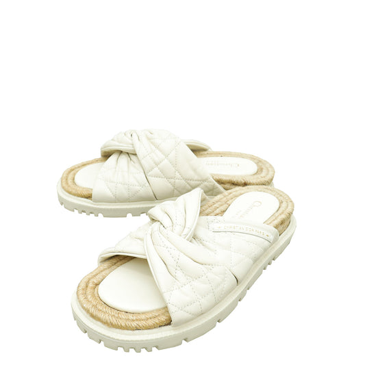 Dior Shoe Christian D Twist Slide Sandal 37 Cream Shoes