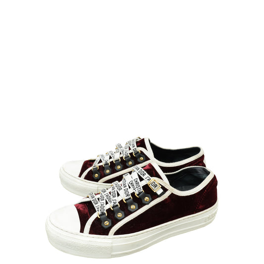 Dior Shoe Christian Burgundy Velvet Walk'n' Low Top Sneaker Shoes Top Sneaker 37