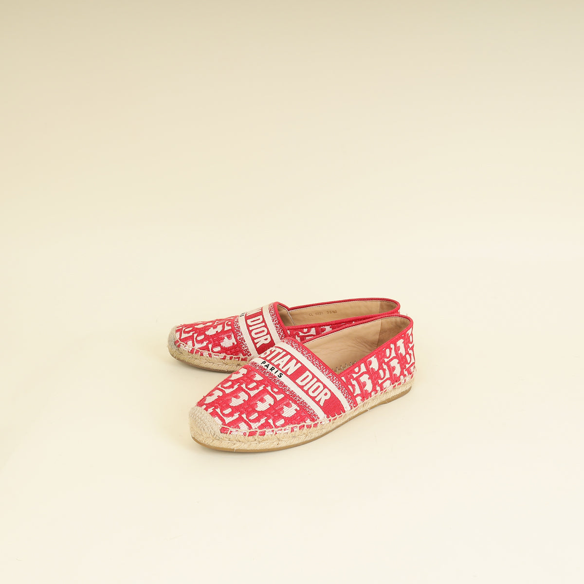 Dior Shoe Christian Granville Espadrille 38.5 Red Shoes