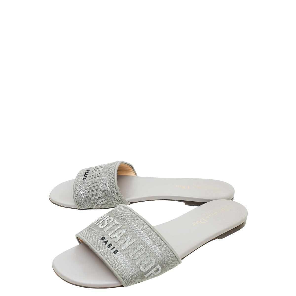 Dior Shoe Christian Grey Dway Flat Mule 38.5 Gray Shoes