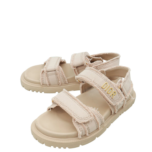 Dior Shoe Christian Nude Fringed Cotton D-Connect Sandal 38 Shoes