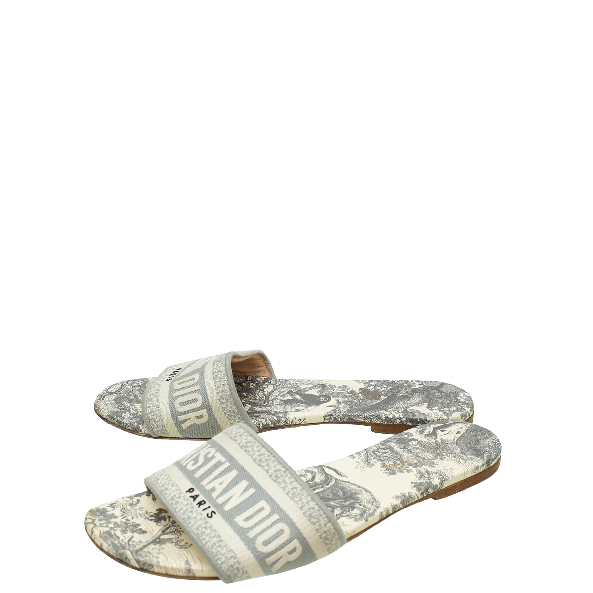 Dior Shoe Christian Grey D-Way Toile De Jouy Sandal Gray Shoes