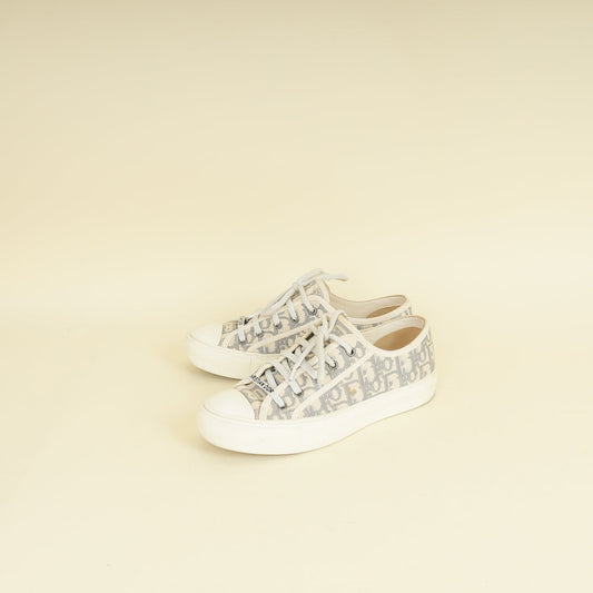 Dior Shoe Christian Grey Oblique Walk'n' Sneaker 39.5 Gray Shoes
