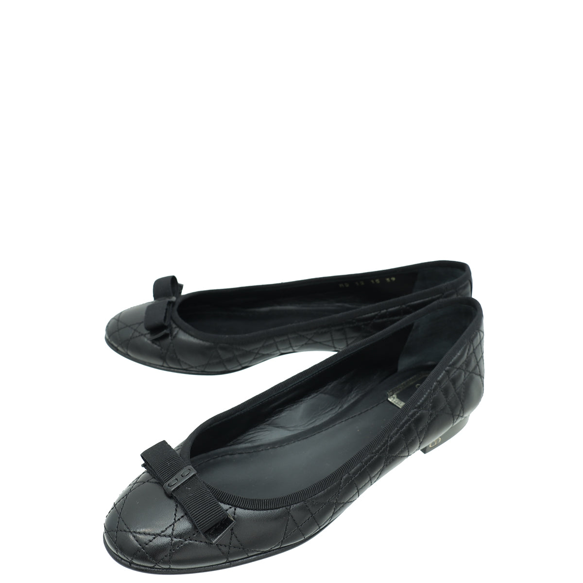 Dior Shoe Christian Bow Cannage "My " Ballerina Flats Black Shoes