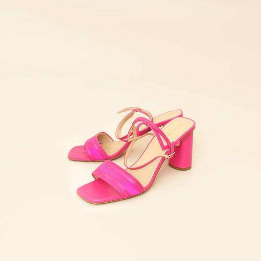 Dior Shoe Christian Fuchsia Dway Heel Sandal 39 Embroidered Shoes