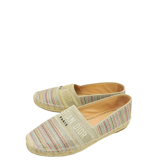 Dior Shoe Christian Metallic Romance Lurex Technical Granville Espadrille Beige Shoes