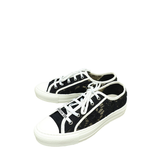 Dior Shoe Christian Macrame Walk N' Sneakers 40.5 Black Embroidered Shoes