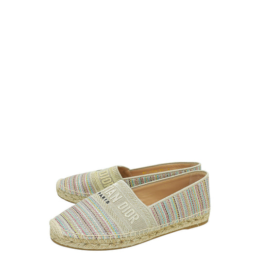 Dior Shoe Christian Romance Lurex Technical Granville Espadrille 39 Metal Multicolor Shoes