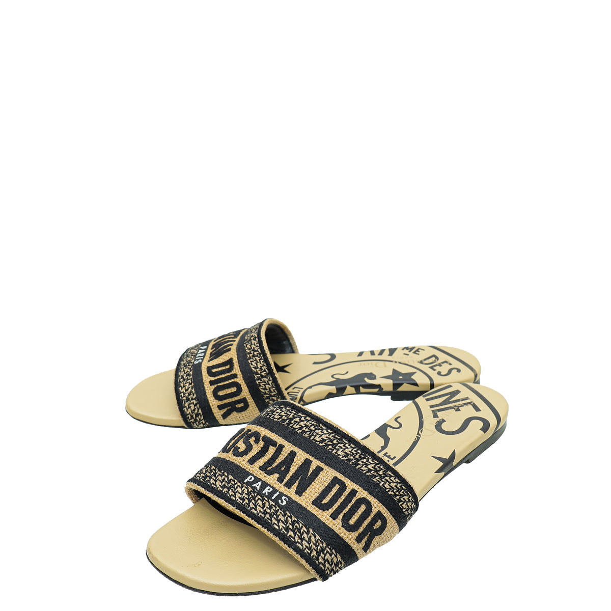 Dior Shoe Christian Bicolor Union Motif Dway Slide 36 Shoes
