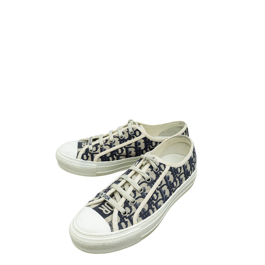 Dior Shoe Christian Bicolor Oblique Walk'N' Sneaker 37.5 Shoes