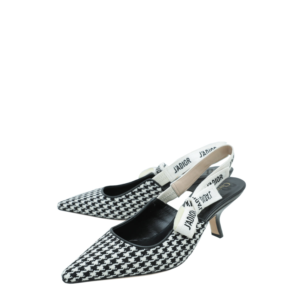 Dior Sling Bag Christian Bicolor J' Houndstooth Wool Slingback Embroidered Shoes