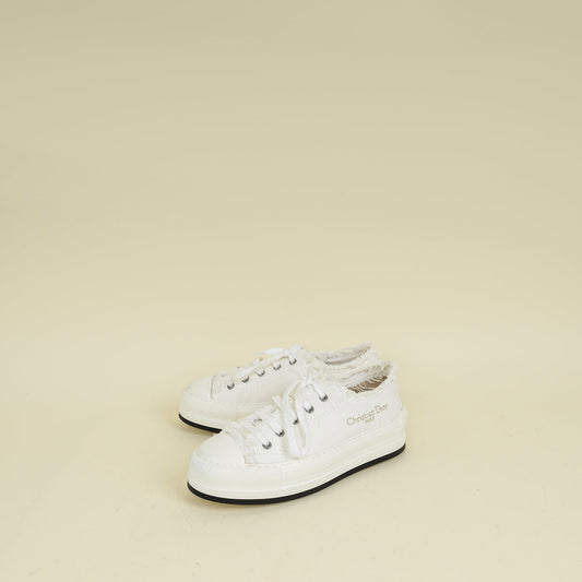 Dior Shoe Christian Walk'n' Platform Sneaker 37 White Logo Embroidered Shoes