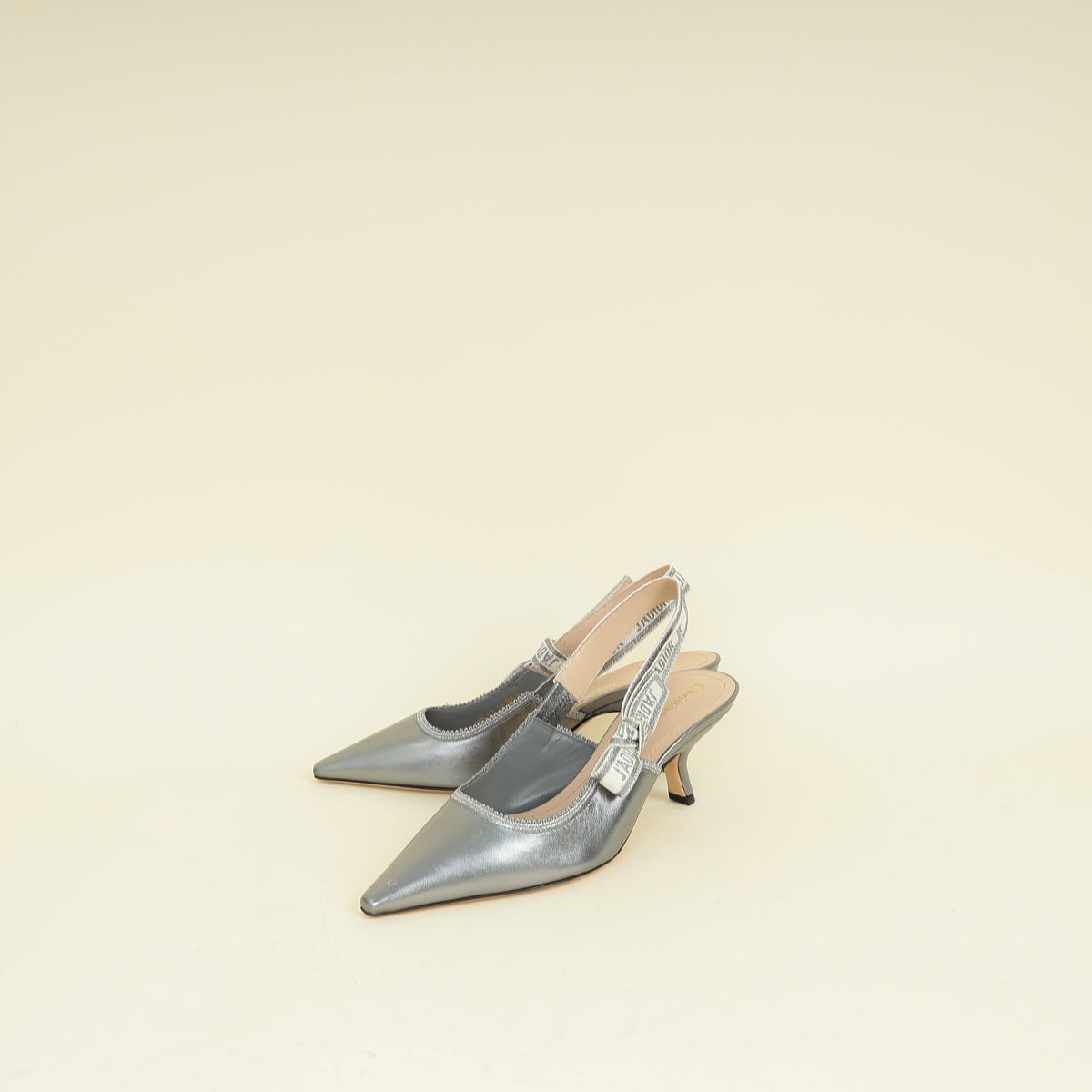Dior Sling Bag Christian Metallic J'a Slingback Pump 38.5 Silver Shoes