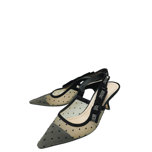 Dior Sling Bag Christian Mesh Plumetis Crystal J'A Slingback Black Shoes