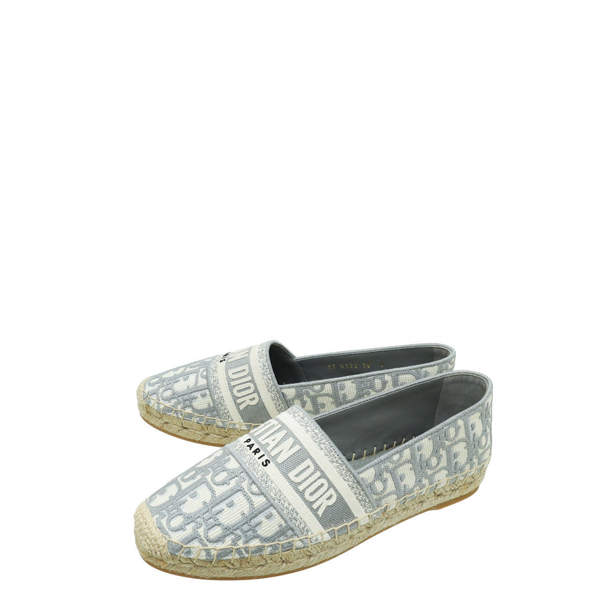 Dior Shoe Christian Bicolor Oblique Granville Espadrille 38 Embroidered Shoes