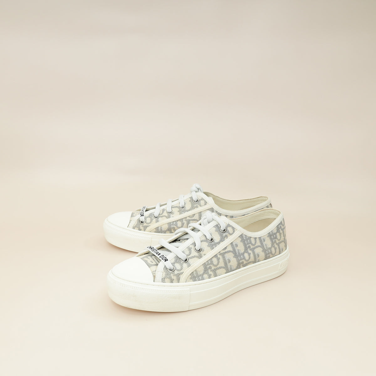 Dior Shoe Christian Grey Oblique Walk'N' Sneaker 38 Gray Shoes