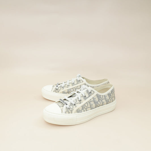 Dior Shoe Christian Grey Oblique Walk'N' Sneaker 38 Gray Shoes